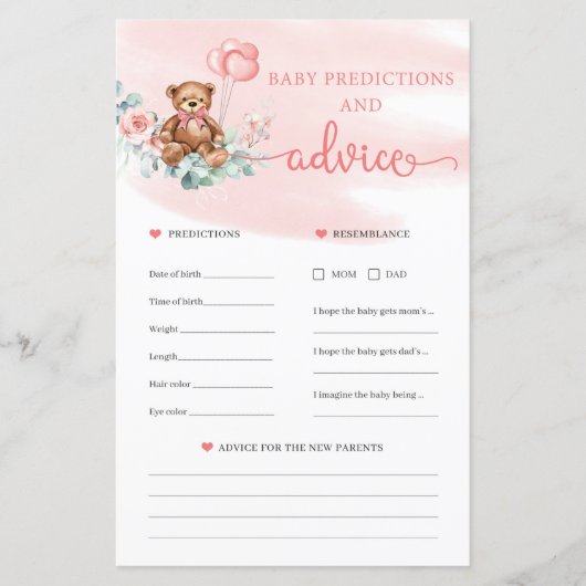 テディベア予測とアドバイスカードゲーム (正面)