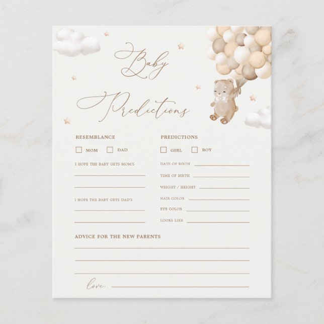 テディベア予測&アドバイスベビーシャワーゲーム (正面)