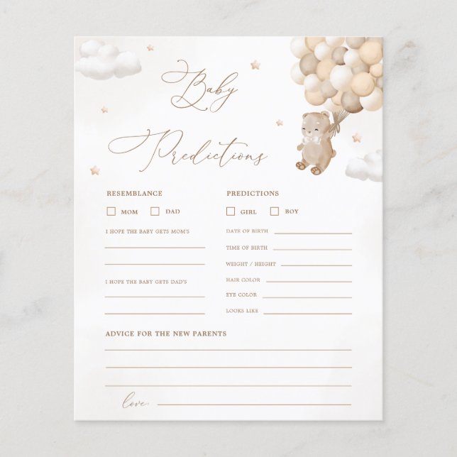 テディベア予測&アドバイスベビーシャワーゲーム (正面)