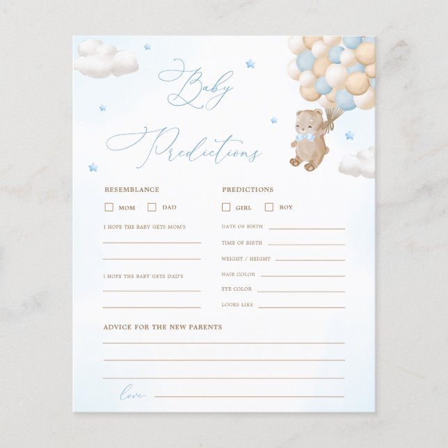 テディベア予測&アドバイスベビーシャワーゲーム (正面)