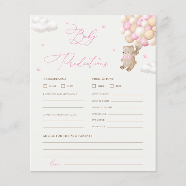 テディベア予測&アドバイスベビーシャワーゲーム (正面)