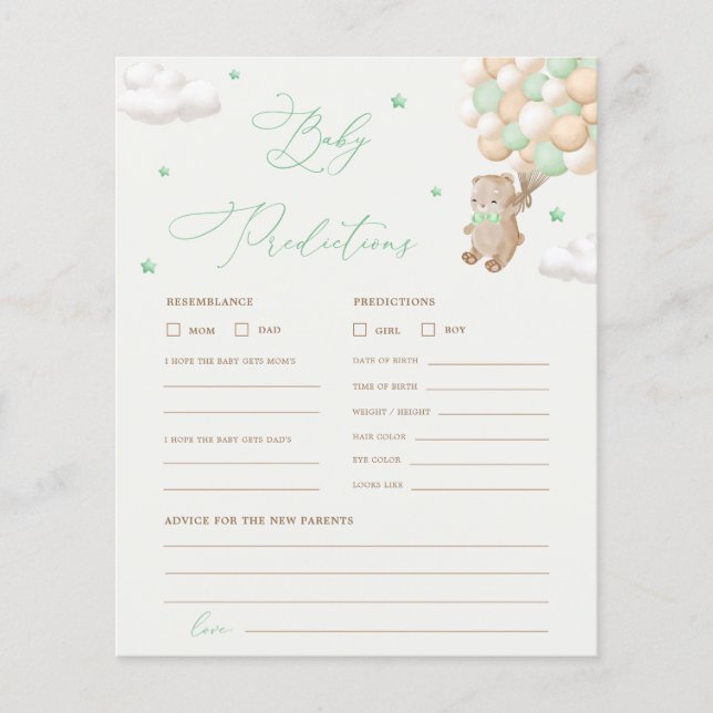 テディベア予測&アドバイスベビーシャワーゲーム (正面)