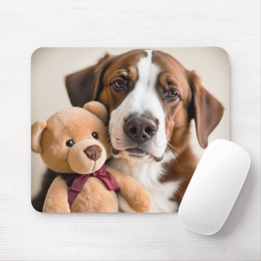 テディベア付き犬 マウスパッド (マウス)