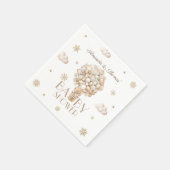 テディベア冬のベビーシャワー男女兼用 スタンダードカクテルナプキン (角)