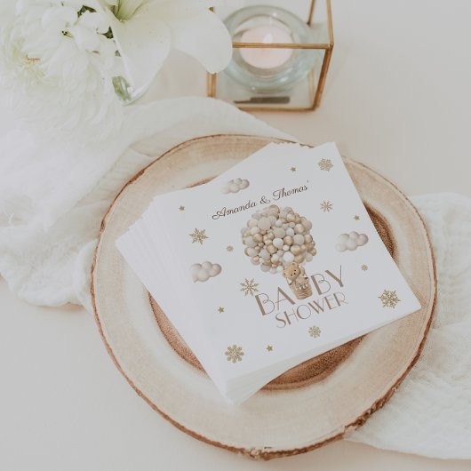 テディベア冬のベビーシャワー男女兼用 スタンダードカクテルナプキン