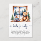 テディベア冬の男の子の赤ちゃんシャワー本ベビー エンクロージャーカード (正面)