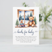 テディベア冬の男の子の赤ちゃんシャワー本ベビー エンクロージャーカード (スタンド正面)