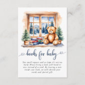 テディベア冬の男の子の赤ちゃんシャワー本ベビー エンクロージャーカード (正面)