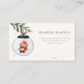テディベア冬の赤ちゃんシャワーおむつラッフル エンクロージャーカード (正面)