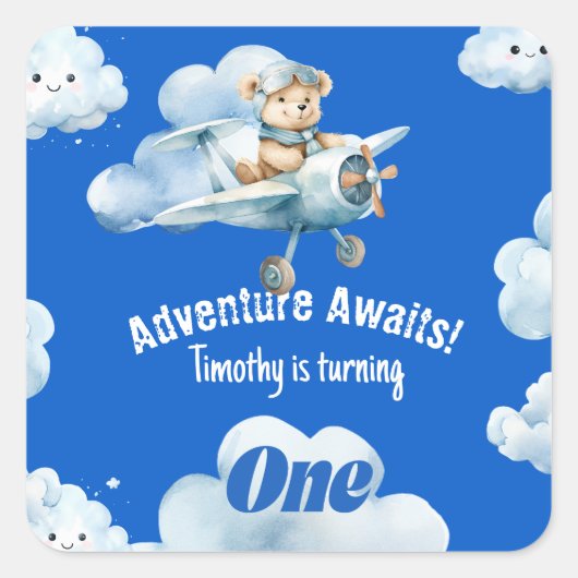 テディベア初誕生日コースのチャートイン スクエアシール (正面)