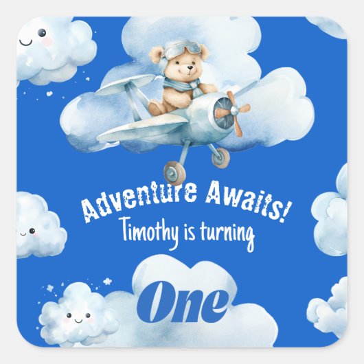 テディベア初誕生日コースのチャートイン スクエアシール (正面)