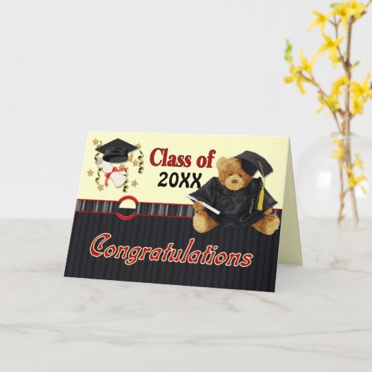 テディベア卒業生20XX -カスタマイズ内部 カード (黄色い花)