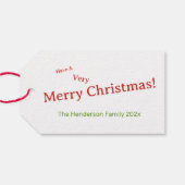 テディベア古い赤いトラックのビンテージクリスマス ギフトタグ (裏面横)