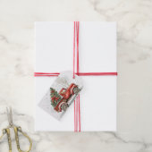 テディベア古い赤いトラックのビンテージクリスマス ギフトタグ (より糸付き)