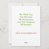 テディベア古い赤いトラックのビンテージクリスマス シーズンカード (裏面)