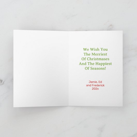 テディベア古い赤いトラックのビンテージクリスマス シーズンカード (内部)