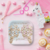 テディベア可愛いピンクとブルーのベビーリビール ペーパープレート (パーティー)