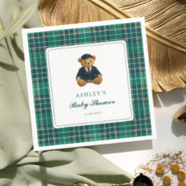 テディベア名門私立校風のボーイ赤ちゃんシャワー スタンダードカクテルナプキン