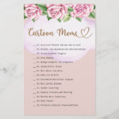 テディベア女の子の赤ちゃんシャワー漫画ママ (裏面)