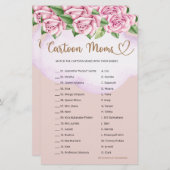 テディベア女の子の赤ちゃんシャワー漫画ママ (正面/裏面)