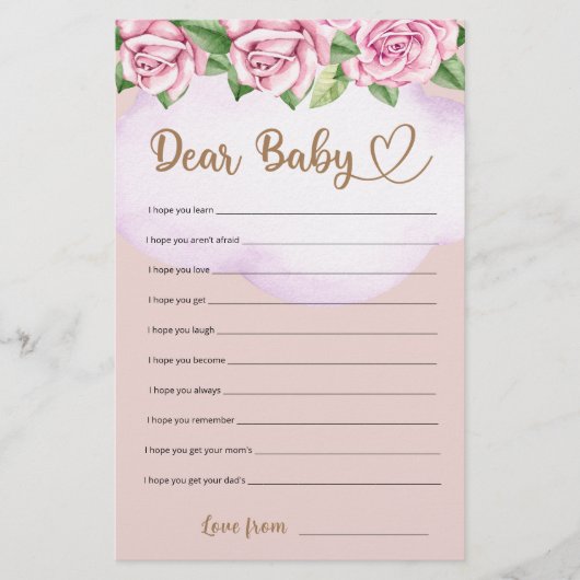 テディベア女の子の赤ちゃんシャワー親愛ベビーの願い (正面)