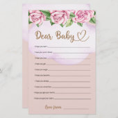 テディベア女の子の赤ちゃんシャワー親愛ベビーの願い (正面/裏面)