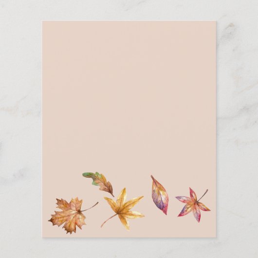 テディベア女の子秋誕生日パーティーサンキューカード (裏面)