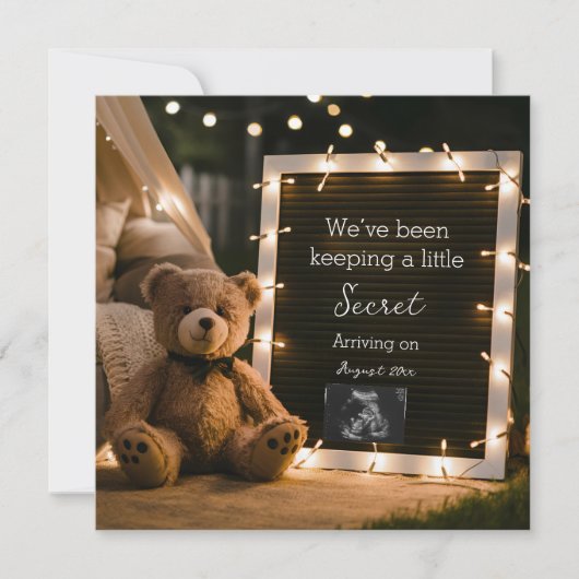 テディベア妊娠の発表と居心地の良い夜 招待状 (正面)