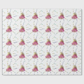 テディベア子供の女の子ピンクのパーティー誕生日プレゼント ラッピングペーパー (フラット)