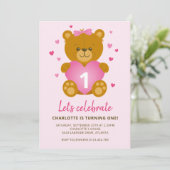テディベア子供の誕生日パーティの招待状 招待状 (スタンド正面)