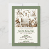 テディベア子供部屋ベビーシャワー招待状 招待状 (正面)