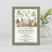 テディベア子供部屋ベビーシャワー招待状 招待状 (スタンド正面)