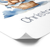 テディベア子供部屋ホットエアバルーンブルー男の赤ちゃん ポスター (角)