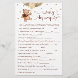 テディベア子供部屋韻クイズゲーム