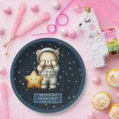 テディベア宇宙飛行士バースデーパーティパーソナライズされたー ペーパープレート (パーティー)