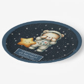 テディベア宇宙飛行士バースデーパーティパーソナライズされたー ペーパープレート (アングル)