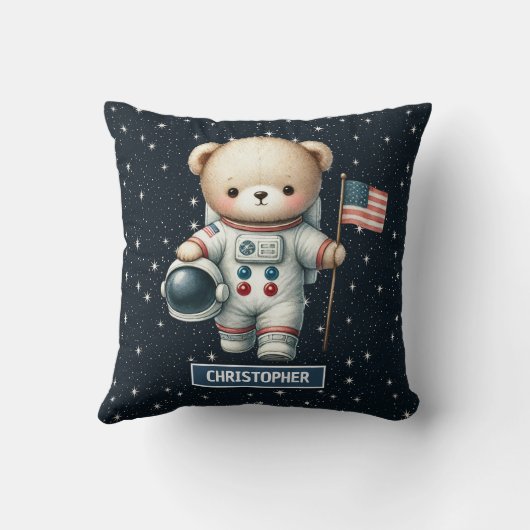 テディベア宇宙飛行士男の赤ちゃん枕子供部屋デコール クッション (裏面)