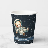 テディベア宇宙飛行士紙カップ男の赤ちゃんパーティー 紙コップ (正面)