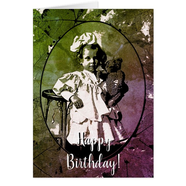 テディベア小さな女の子1900年代の可愛らしい人形 (正面)