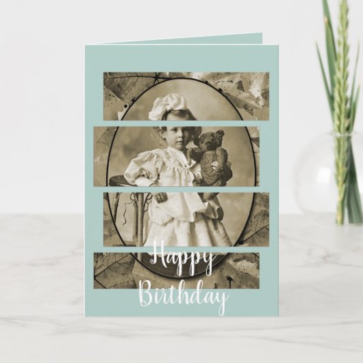 テディベア小さな女の子1900年代の可愛らしい人形 カード (正面)