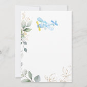 テディベア少年の緑の葉赤ちゃんシャワーの招待客 招待状 (裏面)