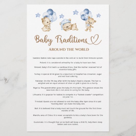 テディベア少年の赤ちゃんシャワーベビー伝統 (裏面)