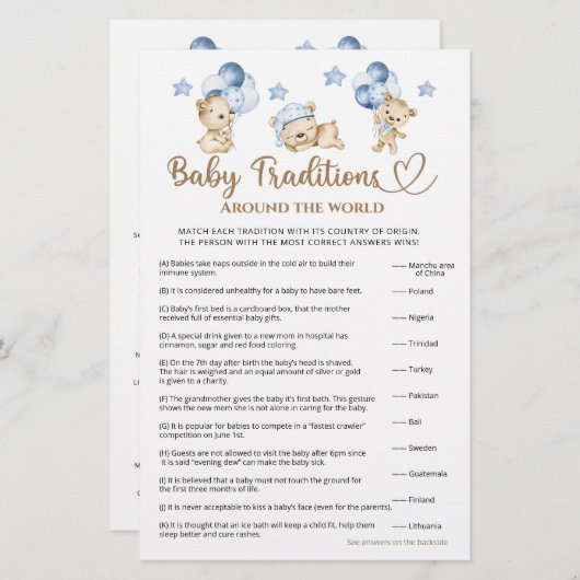 テディベア少年の赤ちゃんシャワーベビー伝統 (正面/裏面)