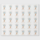 テディベア少年ベイビーシャワーラッピング紙 ラッピングペーパー (フラット)