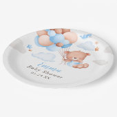 テディベア少年ベビーシャワー ペーパープレート (アングル)