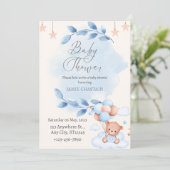 テディベア少年ベビーシャワー 招待状 (スタンド正面)