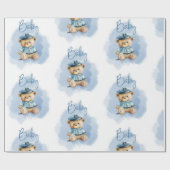 テディベア巡査ボーイ赤ちゃんシャワー ラッピングペーパー (フラット)
