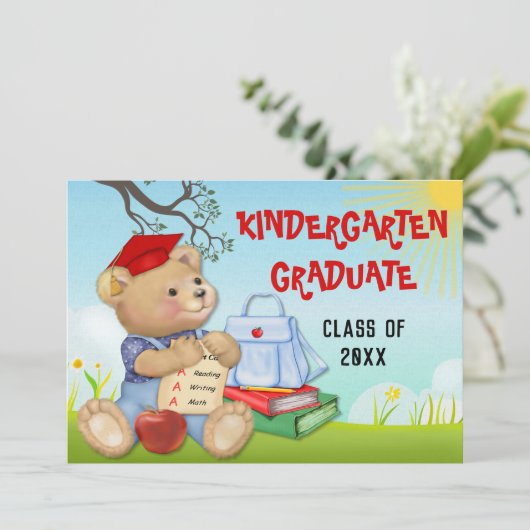 テディベア幼稚園卒業式パーティー 招待状 (スタンド正面)