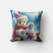 テディベア建物a雪だるま クッション (正面)