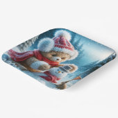 テディベア建物a雪だるま ペーパープレート (傾斜あり)